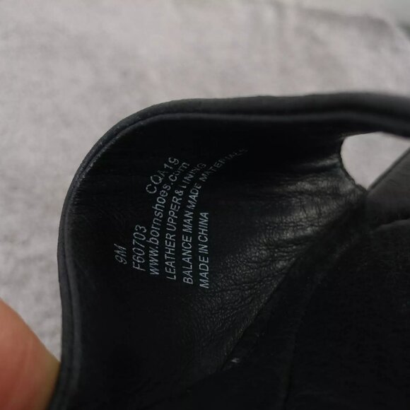 Born Sandals Womens Size 9 Shoes Slip On Black Soft Leather Wedge Open Toe - Picture 7 of 8